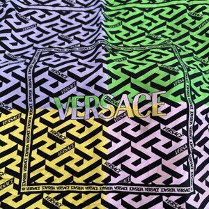 Versace Silk Twill Scarf - Multicolor blocked - Greca Signature Pattern - 24x24